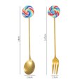 thumbnail image 3 of Coofit Dessert Spoon Stainless Steel Decorative Serving Spoon Stirring Spoon with Fork, 3 of 10