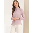 thumbnail image 4 of DARING DIVA Women's Work Office Mock Neck Long Sleeve Blouse XL Pink, 4 of 6