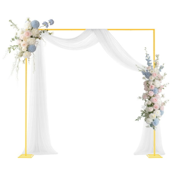 VEVOR Arch Backdrop Stand, 8 x 8 ft, Stable Structure, Easy Assembly, Square Gold Metal Arch Backdrop Stand for Wedding, Birthday Party, Graduation, Holiday Celebration, and Ceremony Decoration