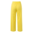 thumbnail image 6 of BYHONG Casual Outfits for Women Solid Color and Linen Three Quarter Sleeve Top and Wide Leg Pants Two Piece Set Yellow S, 6 of 9