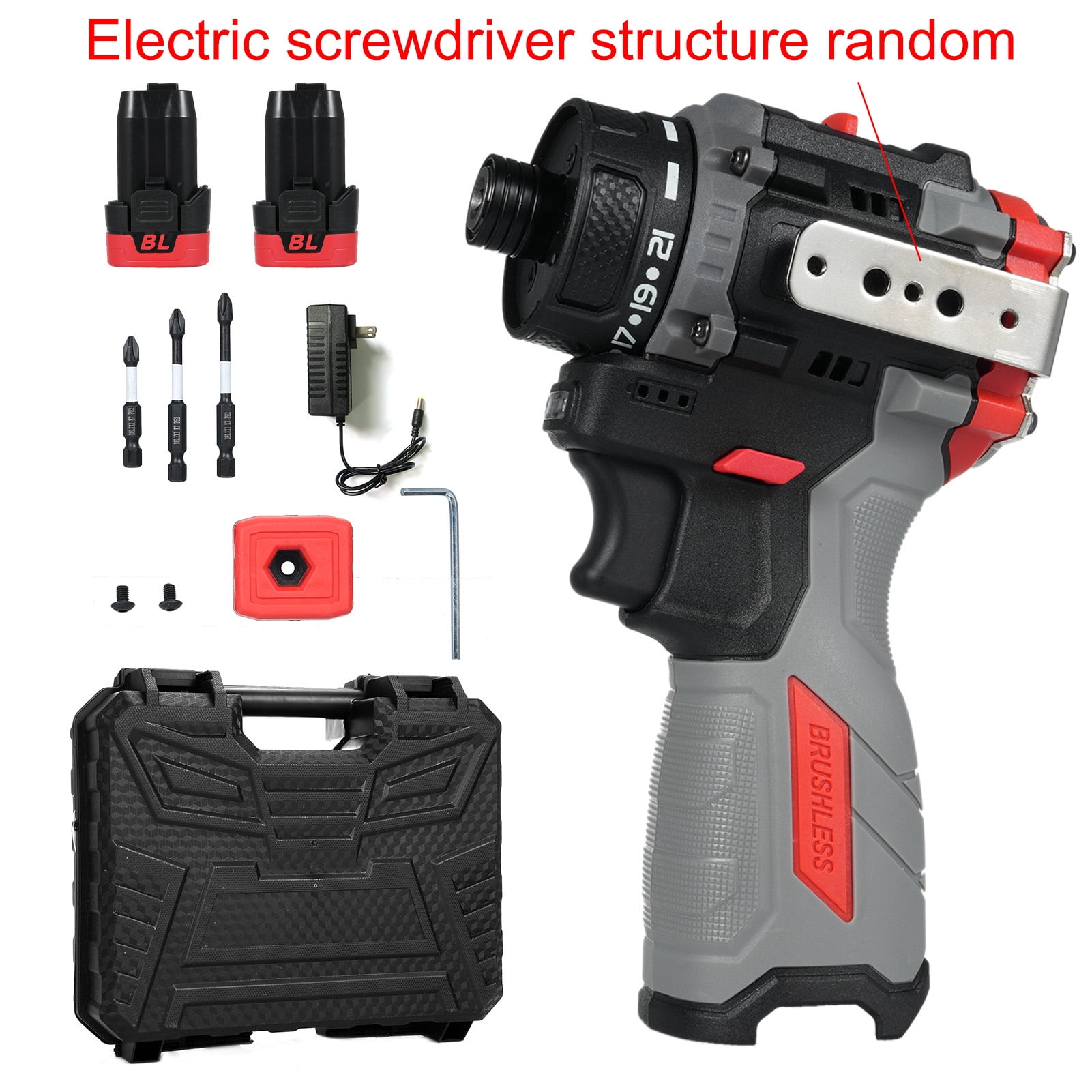Lithium Screwdriver Tool Kit 16.8V Brushless Power Screwdriver Hammer 45Nm 1600RPM Lithium Screwdriver Tool Kit Electric Screw Driver with Torsion Adjustable 2 Speed Control for Wood PVC ABS