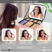 Suupvaor Travel Makeup Bag, LED Lights, Adjustable Dividers, Detachable 10x Magnifying glass,Cosmetic Bag Train Case, for Travel with Makeup