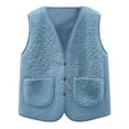 thumbnail image 2 of HUAXUN-Girls Winter Vest Jacket Toddler Puffer Vest Boys Girls Vest Puffy Sleeveless Jacket Coat Loose Fit Padded Sleeveless Coat with Pockets for Kids 5-14 Years(Blue,5-6Years), 2 of 5