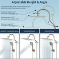 thumbnail image 3 of All Metal Shower Head,10 Inch High Pressure Rainfall Shower Head/Handheld Showerhead Combo/ 12 Inch Adjustable Curved Shower Extension Arm,7-Spray,71-inch Adhesive Showerhead Holder,Brushed Nickel, 3 of 9