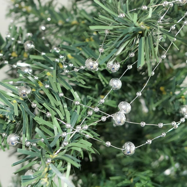 Christmas Tree Beads Artificial Pearls Beads Garland Plastic Beads Roll For  Christmas Wedding Party Decoration Diy (white)