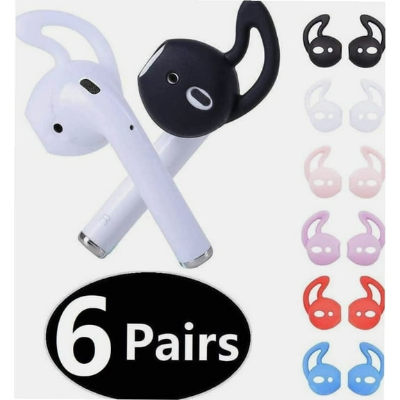 6 Pairs Silicone Ear Tips Ear Hooks Compatible with Apple AirPods/EarPods,Silicone Soft Covers Anti-Slip Sport Earbud Tips, Anti-Drop Ear Hook Gel Headphones Earphones Tips,6 Colors