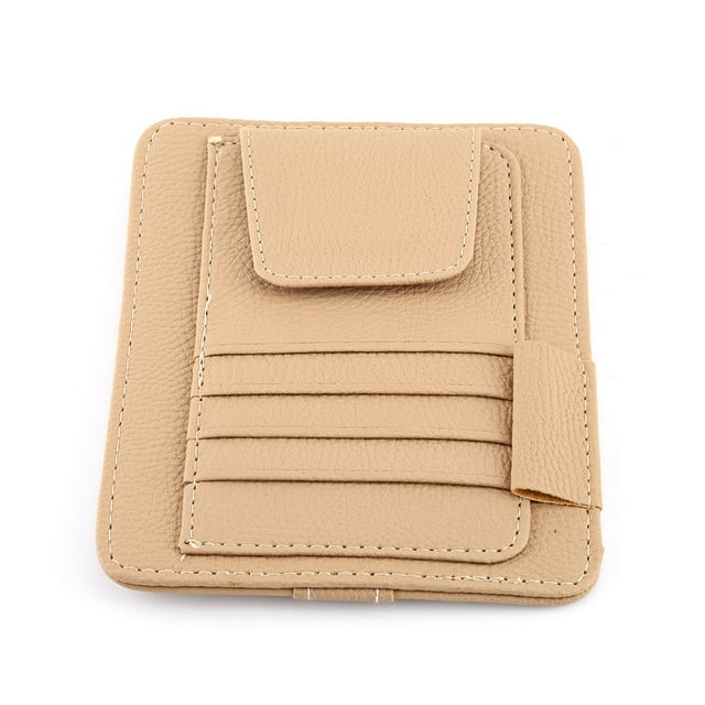Car Sun Visor Storage Holder Compact Design for Glasses Cards Brown
