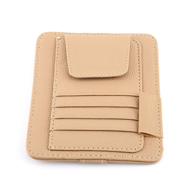 Organizador De Visera Para Coche, Bolsa Para Almacenamiento De Tarjetas, Clip Para Gafas, Soporte Multifuncional De Piel Sintética Para Visera Automática Para Bolígrafos, Gafas