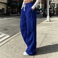 thumbnail image 5 of Women's Cargo Sweatpants Wide Leg Athletic Pants with Drawstring Waist & Pockets Women's Casual Solid Color Elastic Waist Sweatpants, 5 of 8