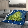 thumbnail image 2 of Christmas Navy Blue Blanket Soft Flannel Lightweight Green Tree Snowflake Throw Blanket Cozy Warm Blankets Xmas Winter Holiday Home Party Decor On Living Room Sofa Couch Bed 40x50 inch, 2 of 8