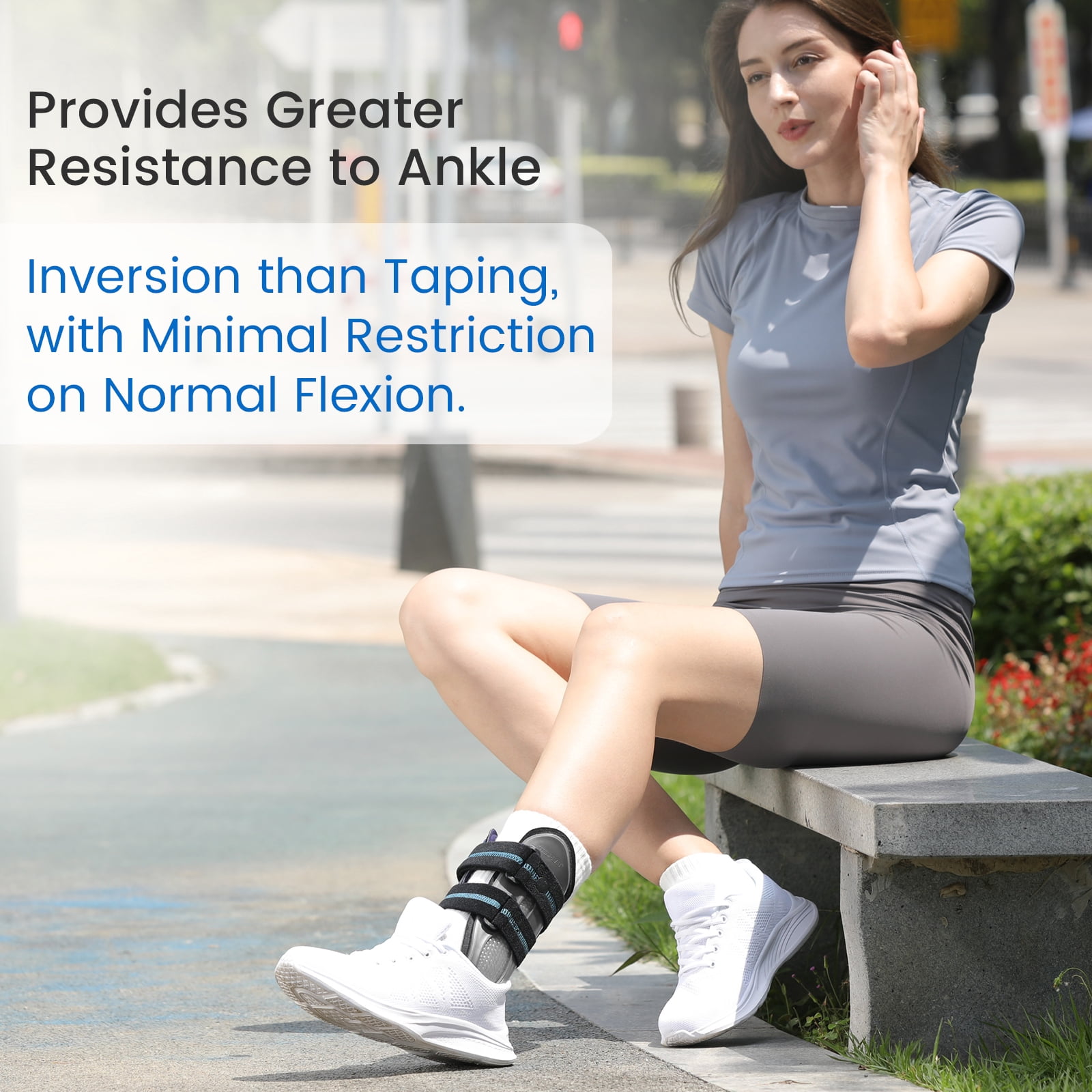 Velpeau Ankle Support Brace for Men & Women, Ankle Stabilizer, Stirrup Splint for Sprains, Tendonitis, Volleyball, Basketball, Sprained Ankle, Reversible Left & Right Foots, One Size (Foam Pad, Grey)
