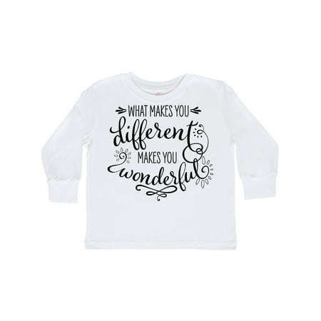 

Inktastic What Makes You Different Makes You Wonderful in Black Gift Toddler Boy or Toddler Girl Long Sleeve T-Shirt