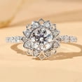 thumbnail image 3 of Sunflower Shape Diamond Ring, Halo Wedding Ring, Floral Cluster Diamond Ring, Bezel and Prong Setting Ring, 925 Sterling Silver 2.5 Ct Simulated Diamond, 3 of 5