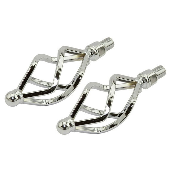 Alta Bicycle Twisted Lowrider Flat 1/2" Oval Cage Bike Pedals, Multiple Colors (Steel Bicycle Chrome )