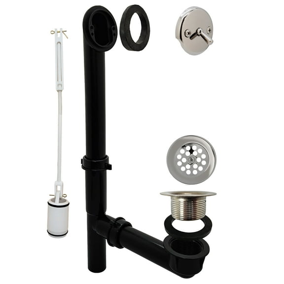 Westbrass Bathtub Waste & Overflow Assembly with Trip Lever and Beehive Drain Cover, Polished Chrome