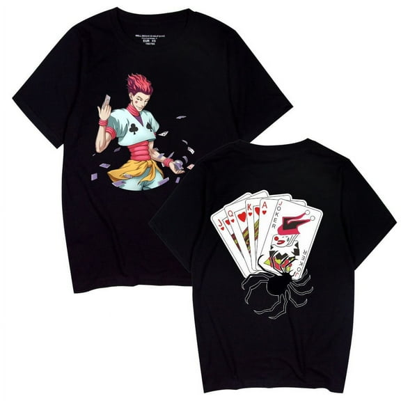 HUNTER × HUNTER Short Sleeve Hisoka T-Shirt Round Neck Summer Black & White Top