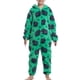 thumbnail image 1 of Pijamas de una pieza con estampado de patrones de animales de dibujos animados de Jammies con capucha para niños para uso doméstico, 1 of 5
