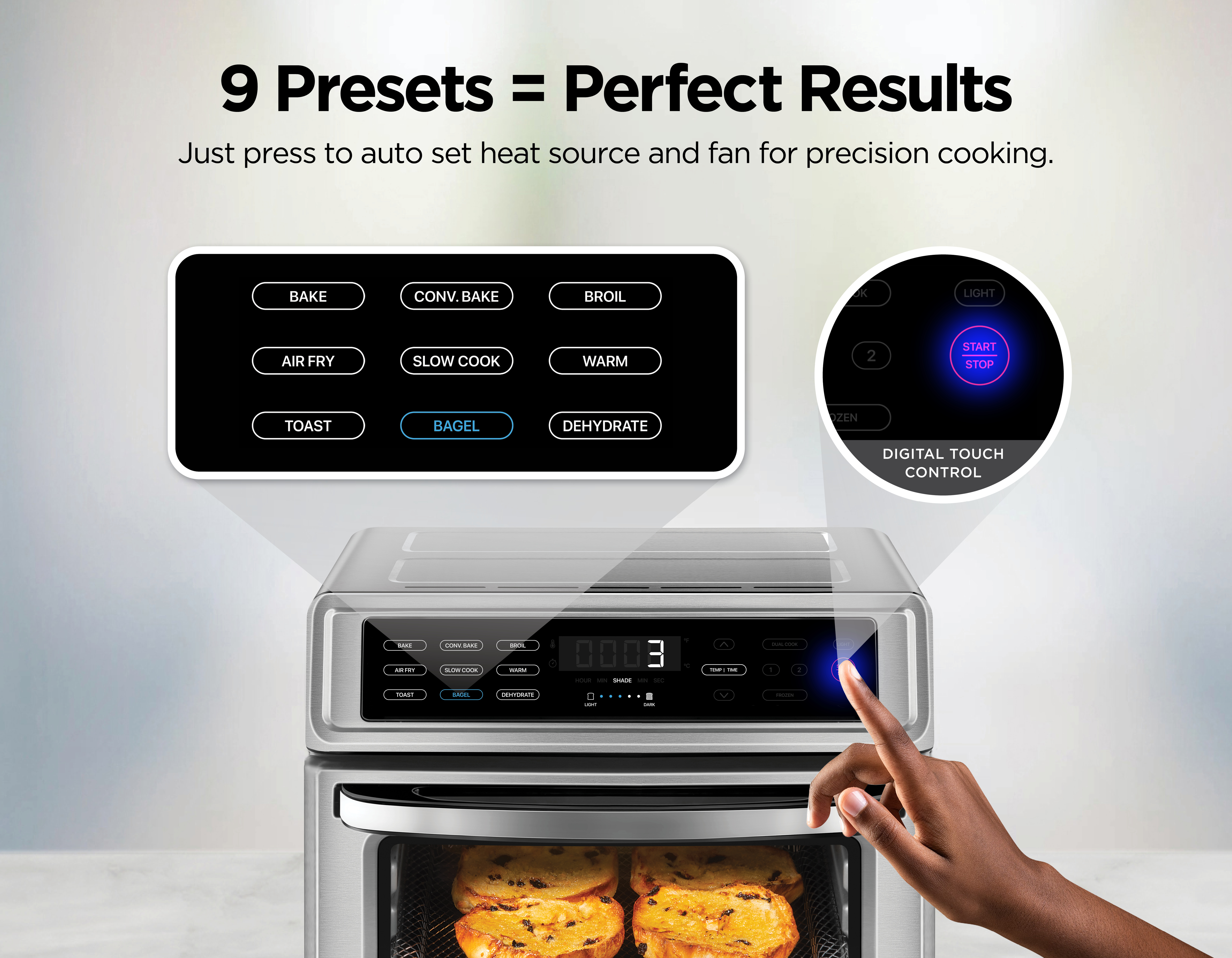 Chefman Toast-Air® Touch Air Fryer + Oven Combo w/ 9 Presets, 21 Qt Capacity - Stainless Steel, New - image 4 of 8