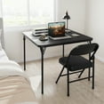 thumbnail image 6 of 33.6 in Folding Card Table, Portable Square Folding Table with PU Leather Soft Cushion, Foldable Table Suitable for Dining Room, Living Room, Office, Camping, Black﻿ （No Chairs）, 6 of 9