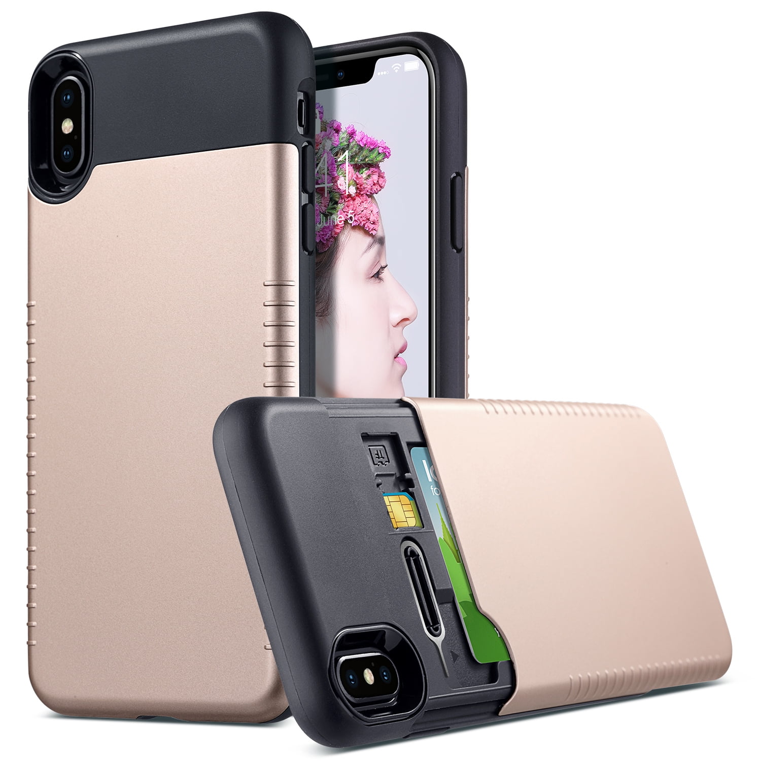 iPhone Xs Max Case With Card Holder, ULAK Slim Stealth Wallet Case for