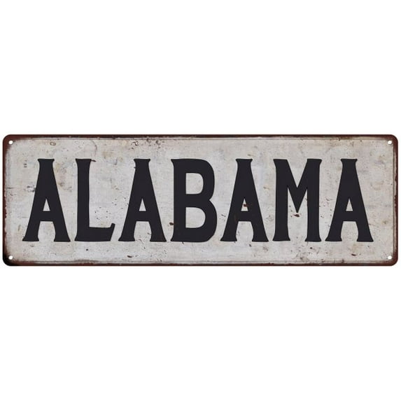 ALABAMA Vintage Look Rustic Metal City State Sign 8 x 24 Matte Finish Metal 108240041089