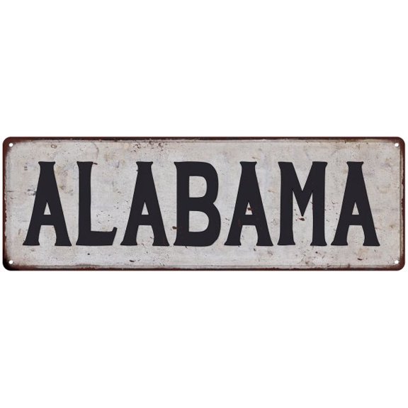 ALABAMA Vintage Look Rustic Metal City State Sign 8 x 24 Matte Finish Metal 108240041089