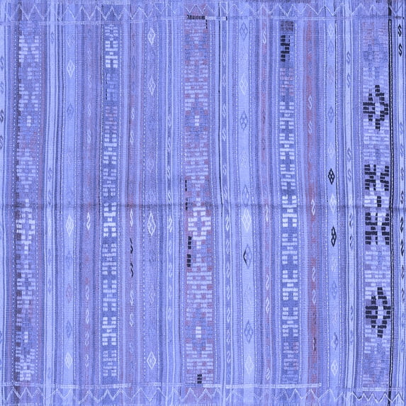 Ahgly Company Indoor Square Southwestern Blue Country Area Rugs, 7' Square