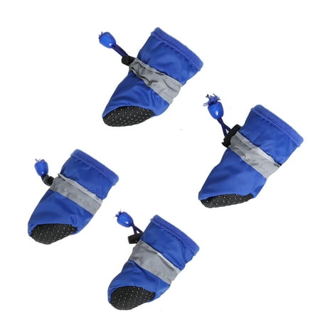 

NICEXMAS 4 Pcs Waterproof Anti Dog Boots All Seasons Pet Booties For Small to Medium Dogs Size M (Blue)