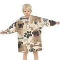 thumbnail image 3 of Pug and Footprint Blanket Hoodies for Kids 6-13YR Oversize Wearable Blanket Hoodies for Boys Girls Teens, 3 of 7