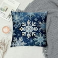thumbnail image 2 of Creowell  Snowflakes Winter Pattern，Pillow Cute Design Hidden Zipper Home Sofa Decorative Cushion Cover Square,White and Navy Blue, 2 of 5