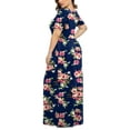 thumbnail image 3 of Maskion Women's Plus Size Casual Dresses Short Sleeve Maxi Dress XL-5XL with Pockets,2XL Navy Blue Flower, 3 of 5