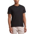 thumbnail image 1 of Kenneth Cole Dressy Henley - Camiseta para hombre, color negro, grande, 1 of 1