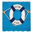 thumbnail image 3 of Ambesonne Nautical Shower Curtain, Welcome on Board Sign, 69"Wx70"L, Blue Navy Blue White, 3 of 5