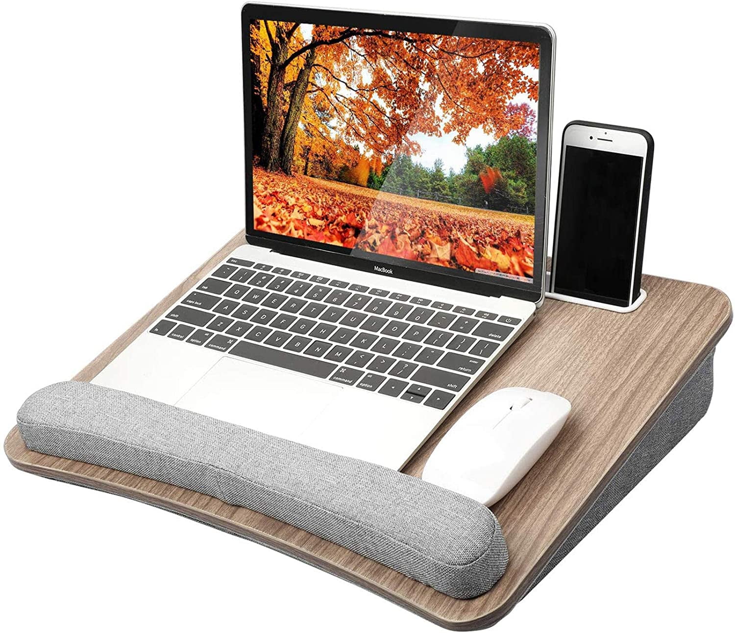 HUANUO Lap Laptop Desk Portable Lap Desk with Pillow Cushion Fits up to 15.6 inch Laptop with Anti Slip Strip Storage Function for Home Office
