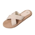 thumbnail image 3 of Women Woven Slipper Summer Stylish Casual Comfortable Lightweight Non-Slip Flat Sandals For Vacation (7, Beige), 3 of 9