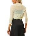 thumbnail image 4 of INSPIRE CHIC Women's Semi Sheer Tops Elegant 3/4 Sleeves Cardigan Bolero Shrug 3XL Apricot, 4 of 7