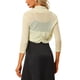 thumbnail image 3 of INSPIRAR CHIC Blusas Semitransparentes para Mujeres Elegantes con Mangas 3/4 Cárdigan Bolero Shrug Albaricoque 2XL, 3 of 6