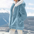 thumbnail image 5 of Fuzzy Fleece Jacket for Women Sherpa Long Sleeve Casual Zipper Faux Fur Coat with hooded Fashion Sweatshirt Winter Warm Outwear with Pockets, 5 of 7
