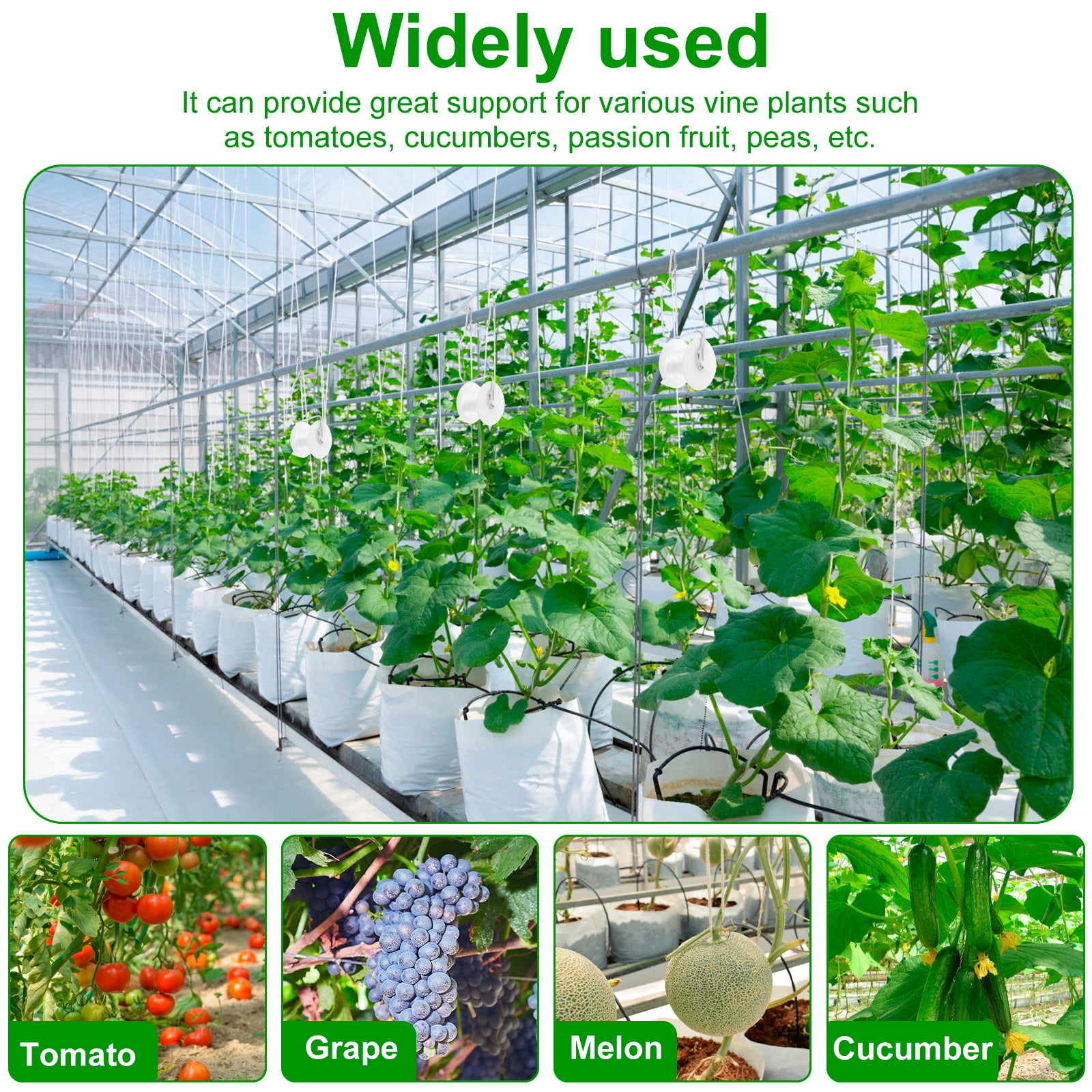 20Pcs Tomato Roller Hook Temperature Resistant Versatile Flower Vine Crop Trellis Kit for Courtyard Balcony Terrace