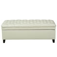 thumbnail image 2 of Benjara Rhya Storage Ottoman Bench- Ivory Faux Leather- Brown Wood- 50 Inch, 2 of 4