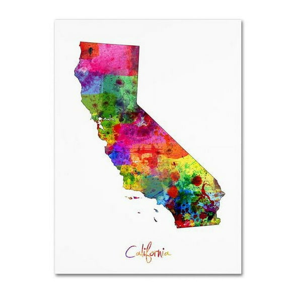 Trademark Fine Art "California Map" Canvas Art by Michael Tompsett
