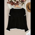 thumbnail image 4 of Suéteres Casuales de Larga con Cuello en V para Mujer, Suéteres Sueltos de Punto Grueso y Suave, Sudaderas, Tops. Negro 4XL, 4 of 9