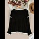 thumbnail image 4 of Suéteres Casuales de Larga con Cuello en V para Mujer, Suéteres Sueltos de Punto Grueso y Suave, Sudaderas, Tops. Negro XXL, 4 of 9