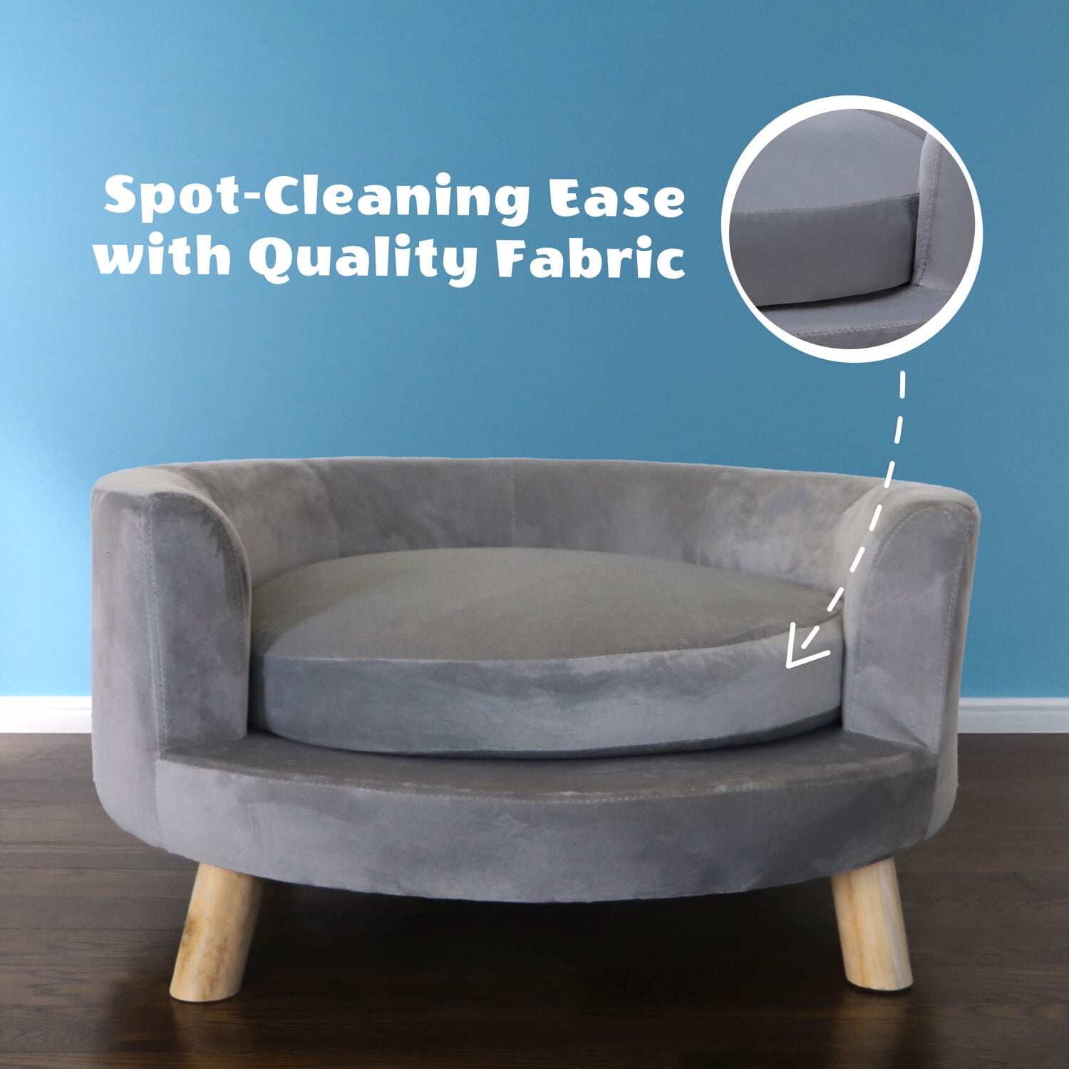 Critter Sitters 28 in. Elegant Gray Faux-Velvet Circular Pet Bed
