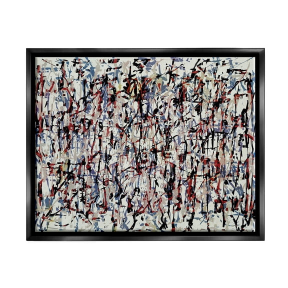 Stupell Industries Urban Style Abstract Splatter Abstract Painting Black Floater Framed Art Print Wall Art, 21 x 17