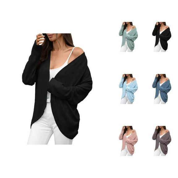 Women's Long Sleeve Solid Color Knit Cardigan Sweater Open Front Lace Up Boho Loose Fit Casual Wear Comfortable Soft Yarn Cardigan Sweaters for Women