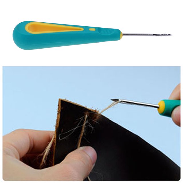Único Punzón Juego de agujas de coser de puntada de acero con aguja de gancho punzón, zapatos de reparación desmontables (C)