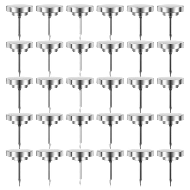Metal Push Pins,Wall Thumb Tacks,Bulletin Board Fasteners,Heavy Duty Steel Point Solid Metal Structure with Matching Storage Box,Durable Sharp Tacks for Cork Board Paper Poster Photo,30 Pcs