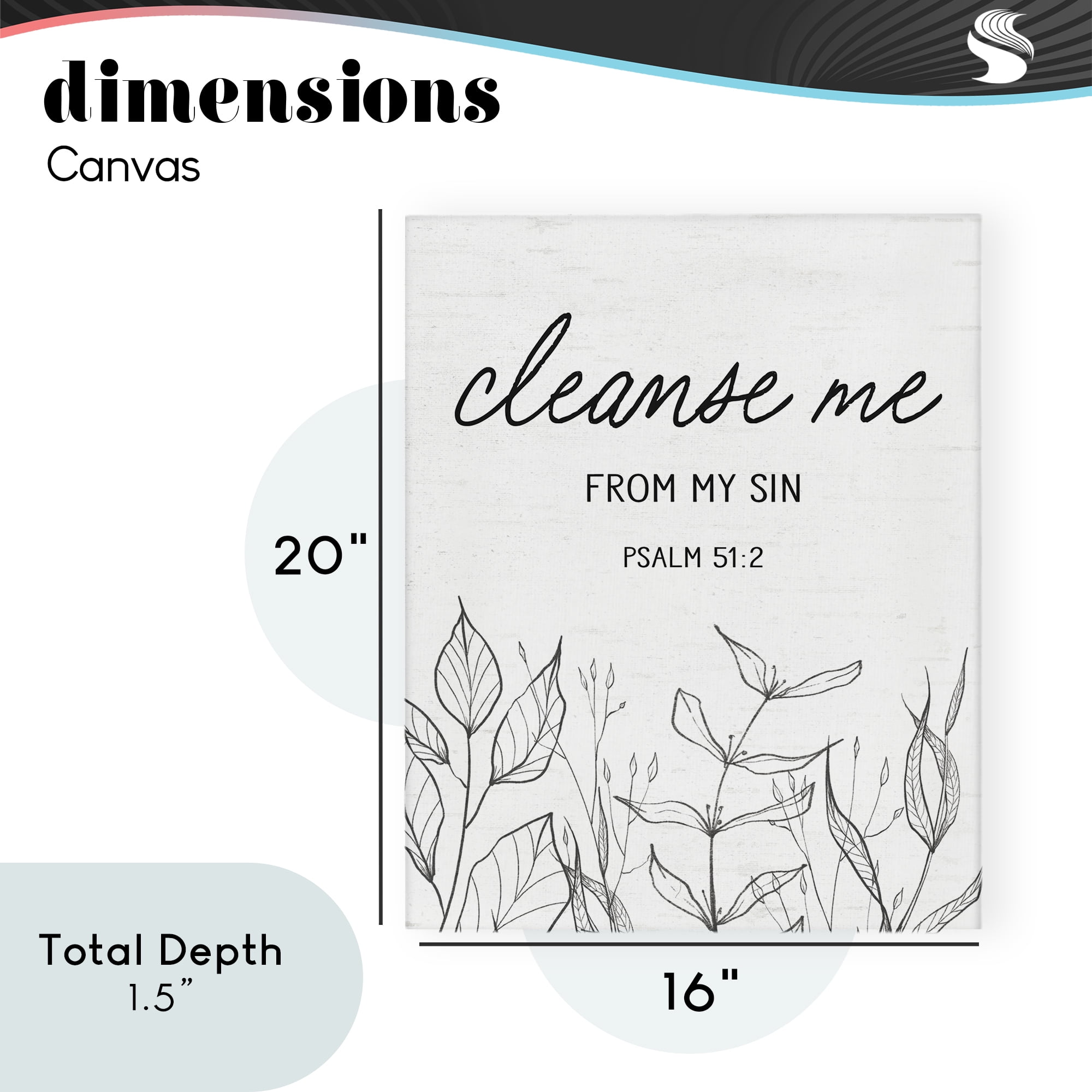 Cleanse Me From Sin Canvas Wall Art, design by Lettered and Lined