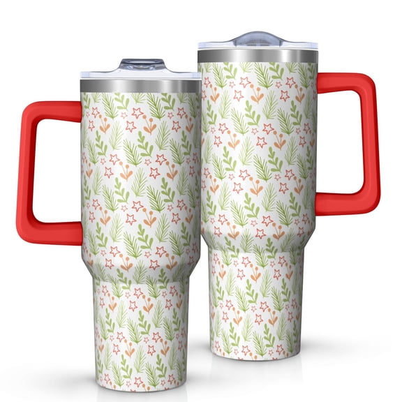 Christmas 40oz Tumbler– Stainless Steel Insulated Tumbler with Handle and Straw, Large Capacity Travel Cup for Hot & Cold Drinks